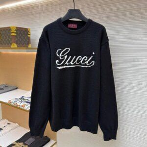 Gucci Black Intarsia Wool Sweater - Size L, New